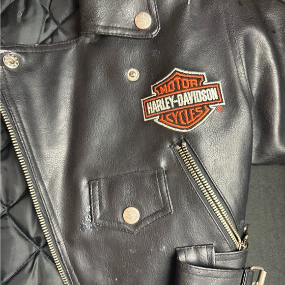Stunning Harley-Davidson Kids SZ 4T Synthetic Black Leather Biker Jacket - Picture 3 of 7